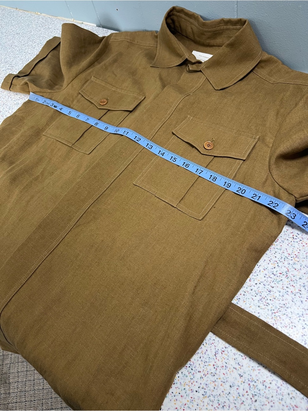 Giuliva Heritage John Linen Jacket Belted Safari Shirt Tobacco IT 48 Men’s M - Picture 6 of 7